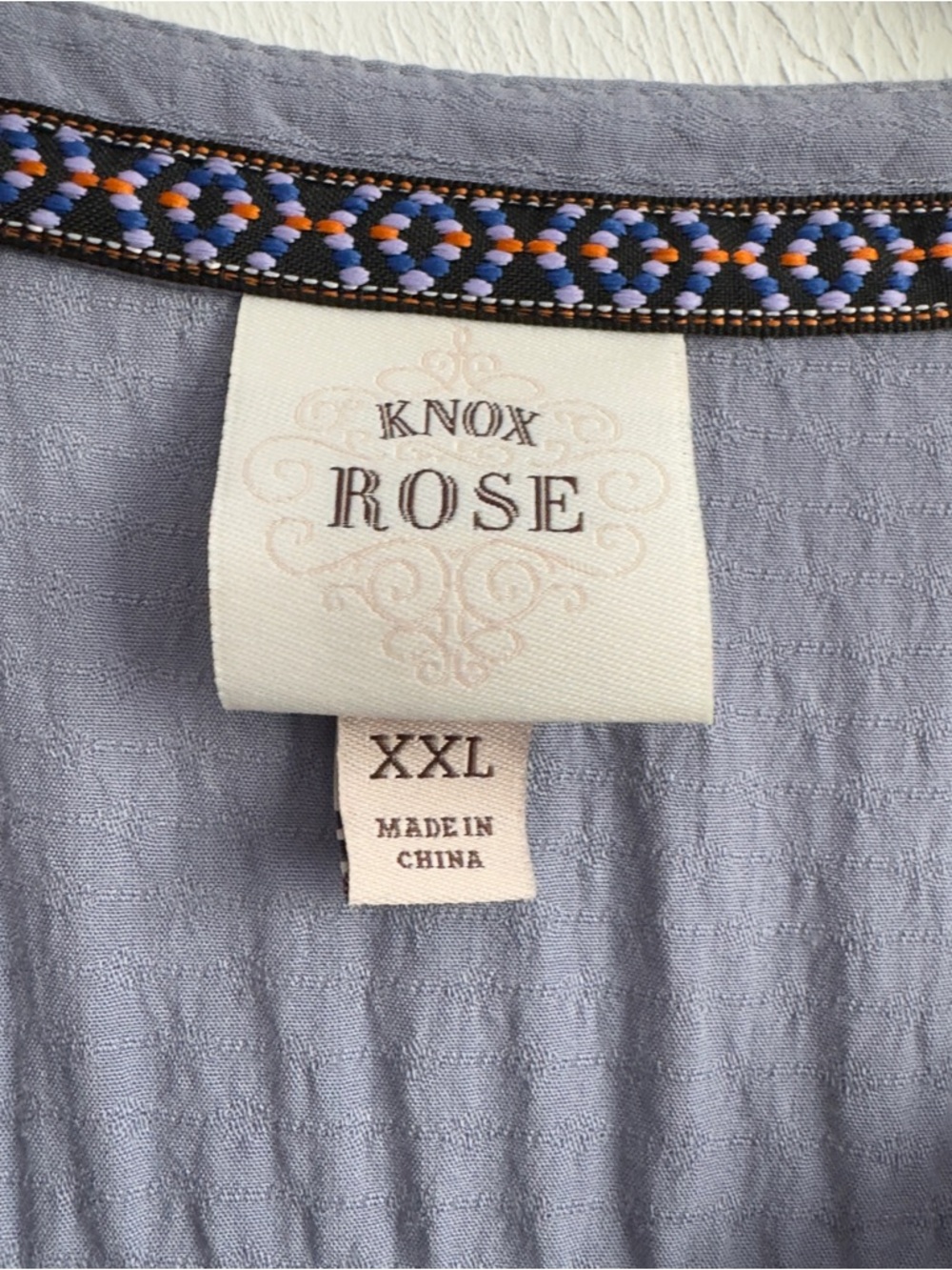 Knox Rose Boho Embroidered Top XXL Blue - Picture 6 of 10